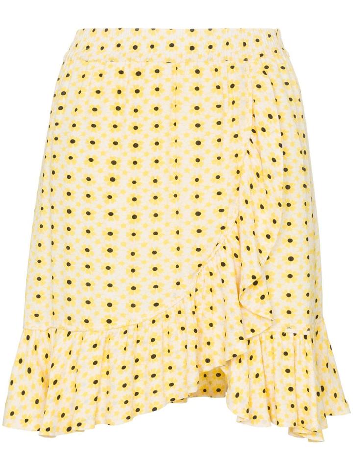 Ganni Daisy Print Wrap Skirt - Yellow