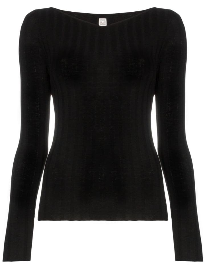 Toteme Toury Ribbed Knit Top - Black