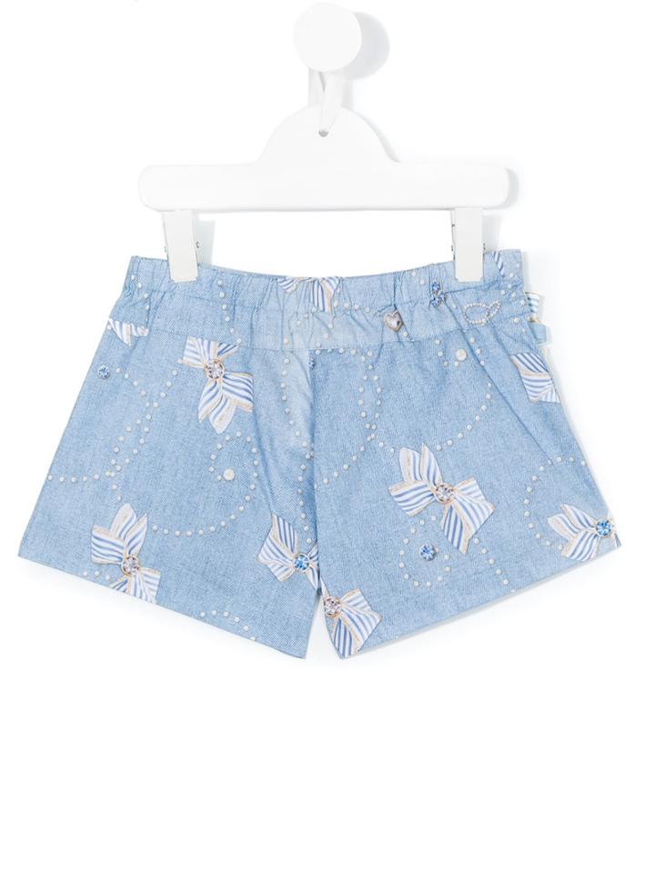 Lapin House - Bows Embellished Shorts - Kids - Cotton/spandex/elastane - 4 Yrs, Blue