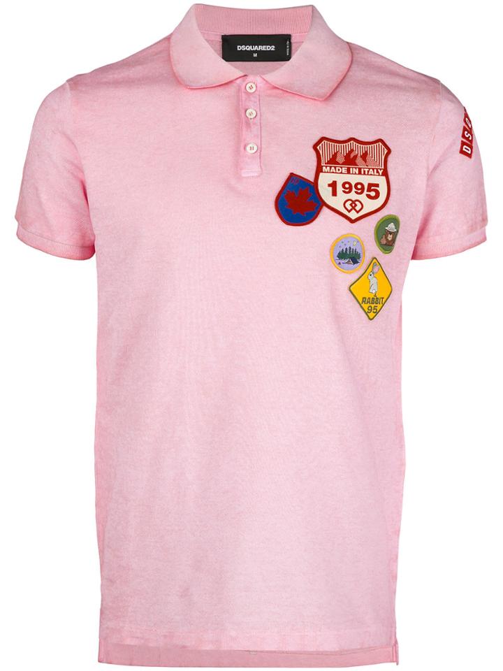Dsquared2 Logo Patch Polo Shirt - Pink & Purple
