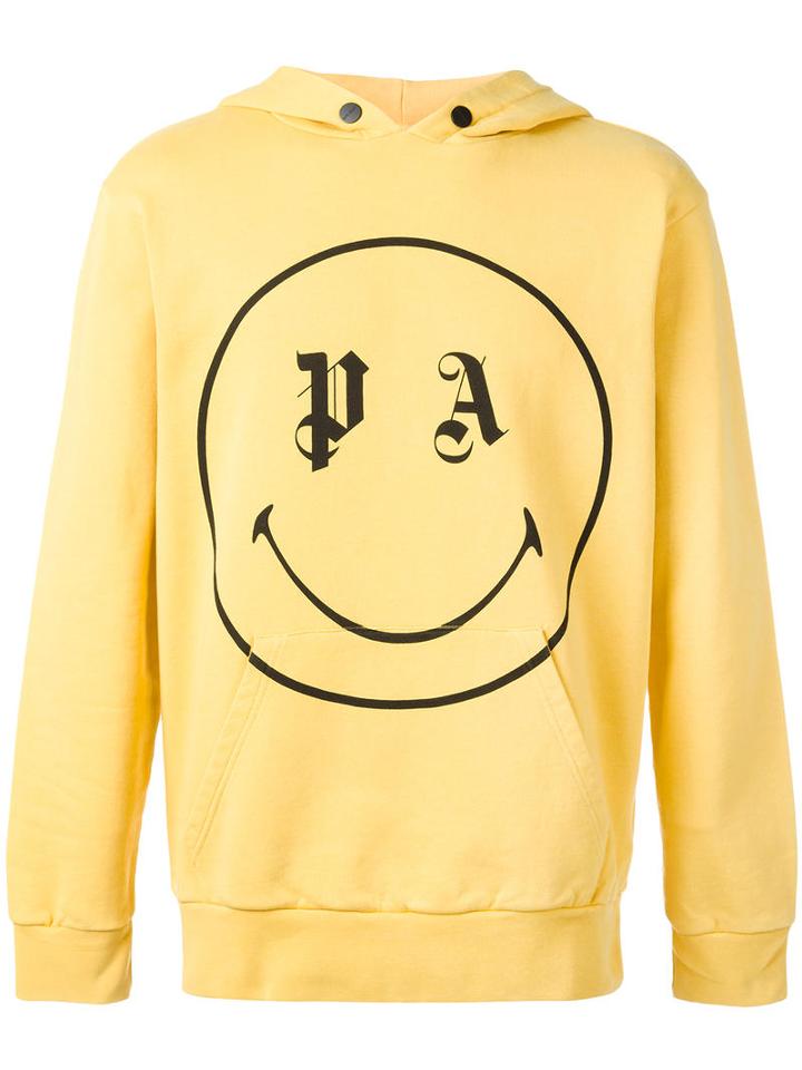Palm Angels Emoji Print Hoodie, Size: Large, Yellow/orange, Cotton