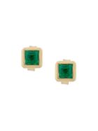 Jemma Wynne 18kt Gold Square Stud Earrings - Green
