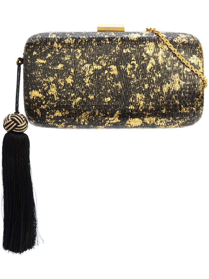 Kayu Metallic Effect Tassel Clutch Bag - Black