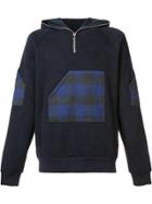 Mostly Heard Rarely Seen Plaid Zipped Neck Hoodie - Blue