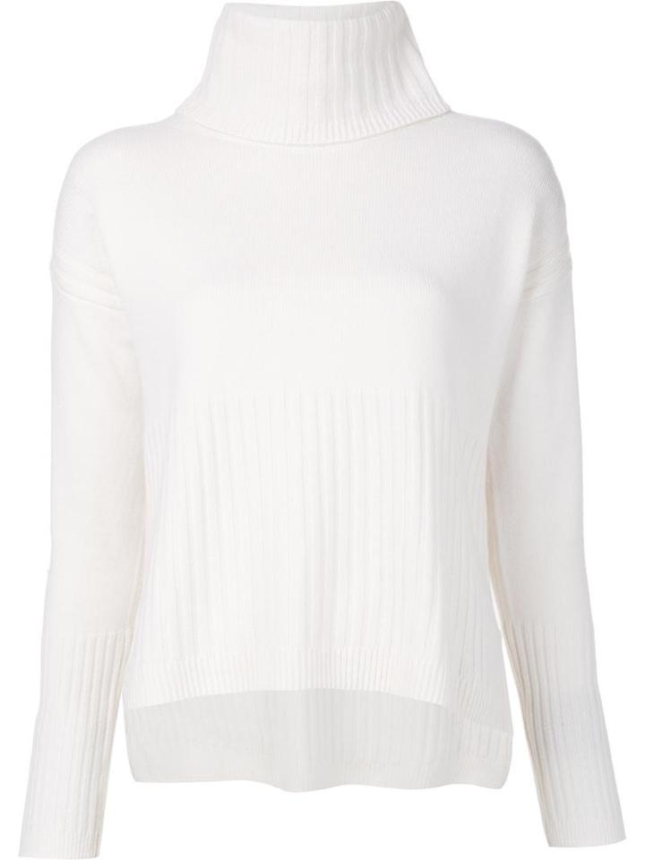 Derek Lam 10 Crosby Turtleneck Ribbed Detailing Jumper, Women's, Size: Small, White, Cashmere