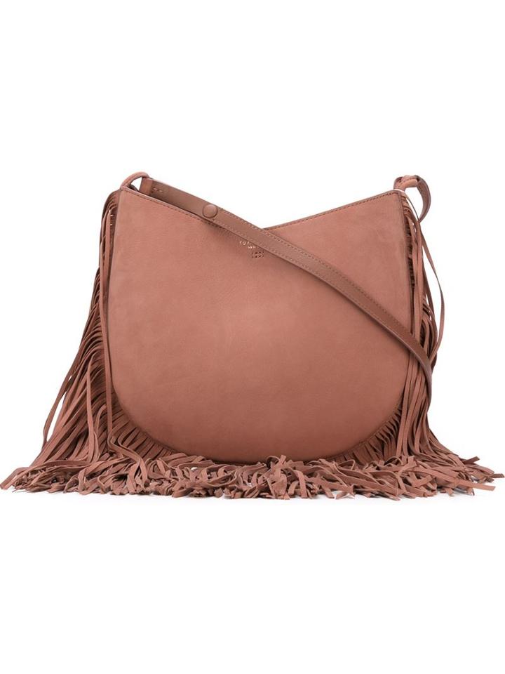 Tory Burch Fringed Hobo Shoulder Bag, Women's, Pink/purple, Nubuck Leather