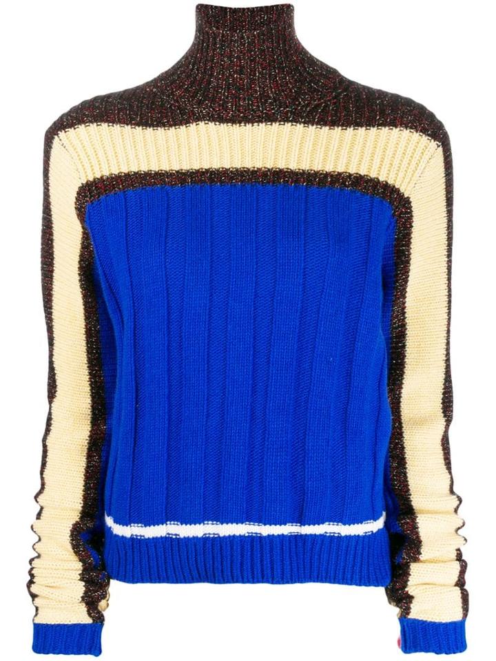 Plan C Panelled Knit Sweater - Blue