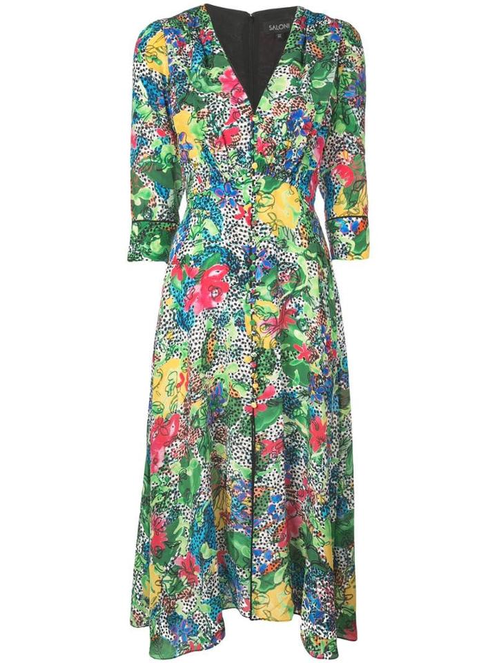 Saloni Dotty Berry Day Dress - Green