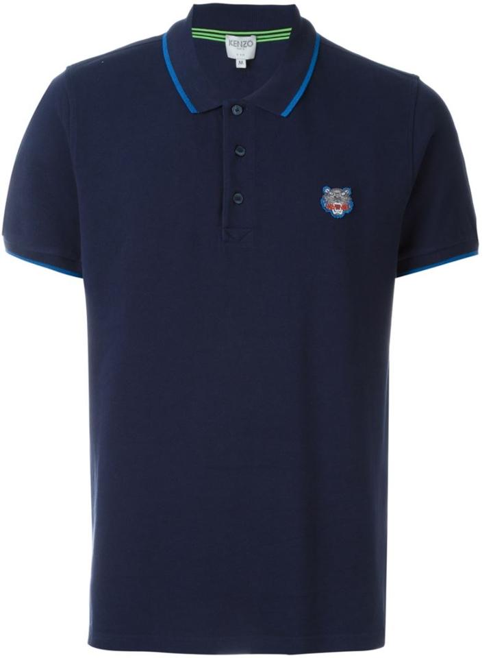 Kenzo 'mini Tiger' Polo Shirt, Men's, Size: Medium, Blue, Cotton