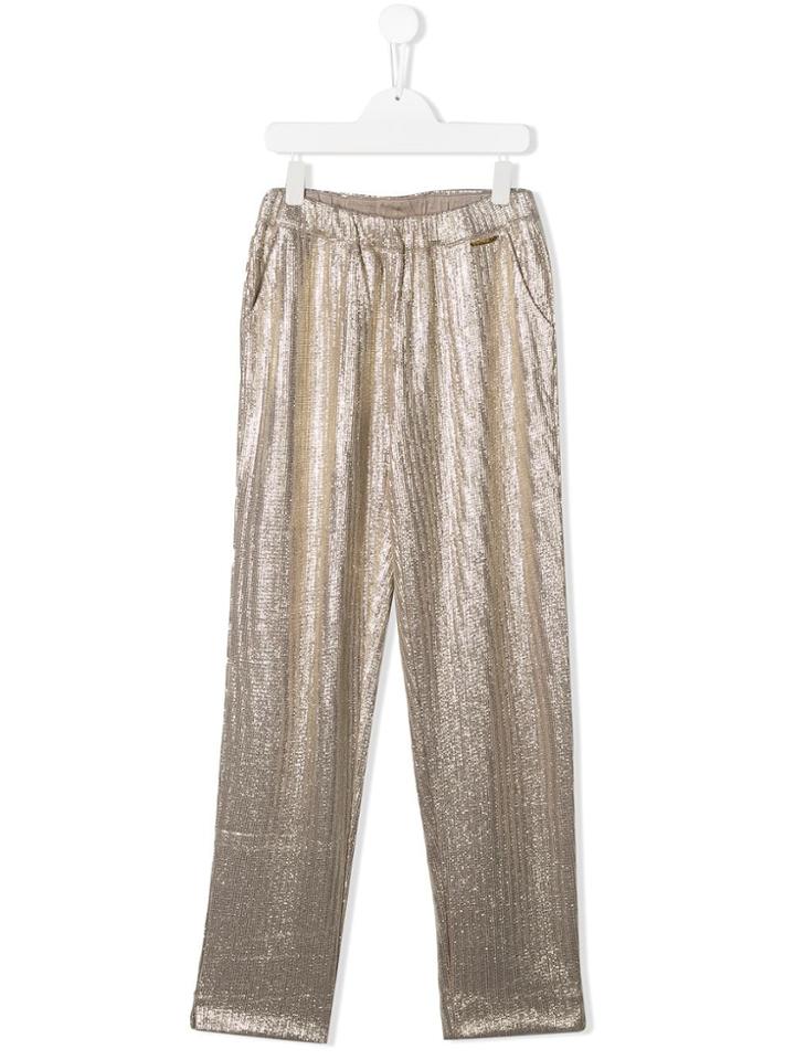 Twin-set Teen Metallic Plisse Trousers - Gold