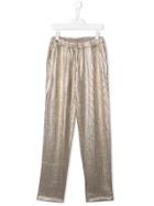 Twin-set Teen Metallic Plisse Trousers - Gold