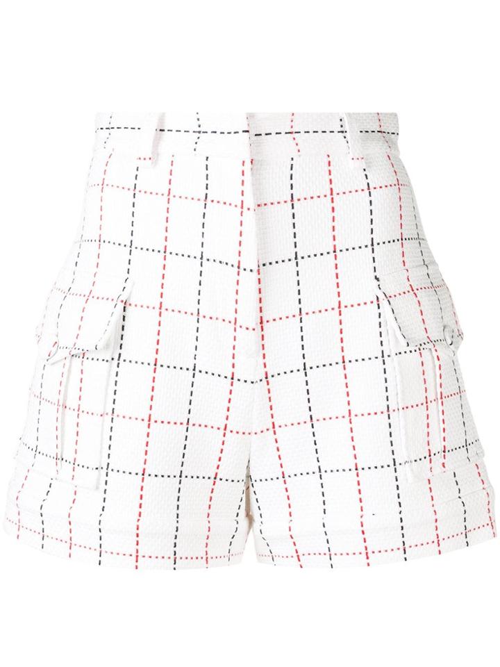 Msgm Large-check Shorts - White