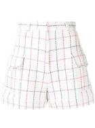 Msgm Large-check Shorts - White