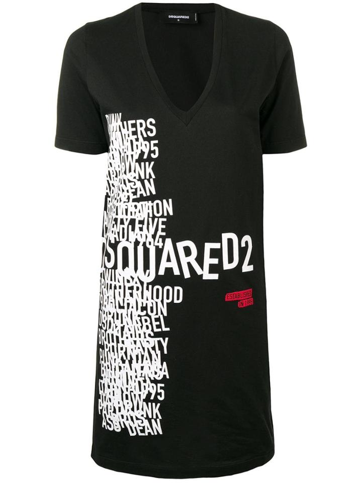 Dsquared2 Graphic Print T-shirt Dress - Black