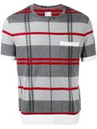 Moncler Gamme Bleu Check Knit T-shirt, Men's, Size: Large, Grey, Cotton