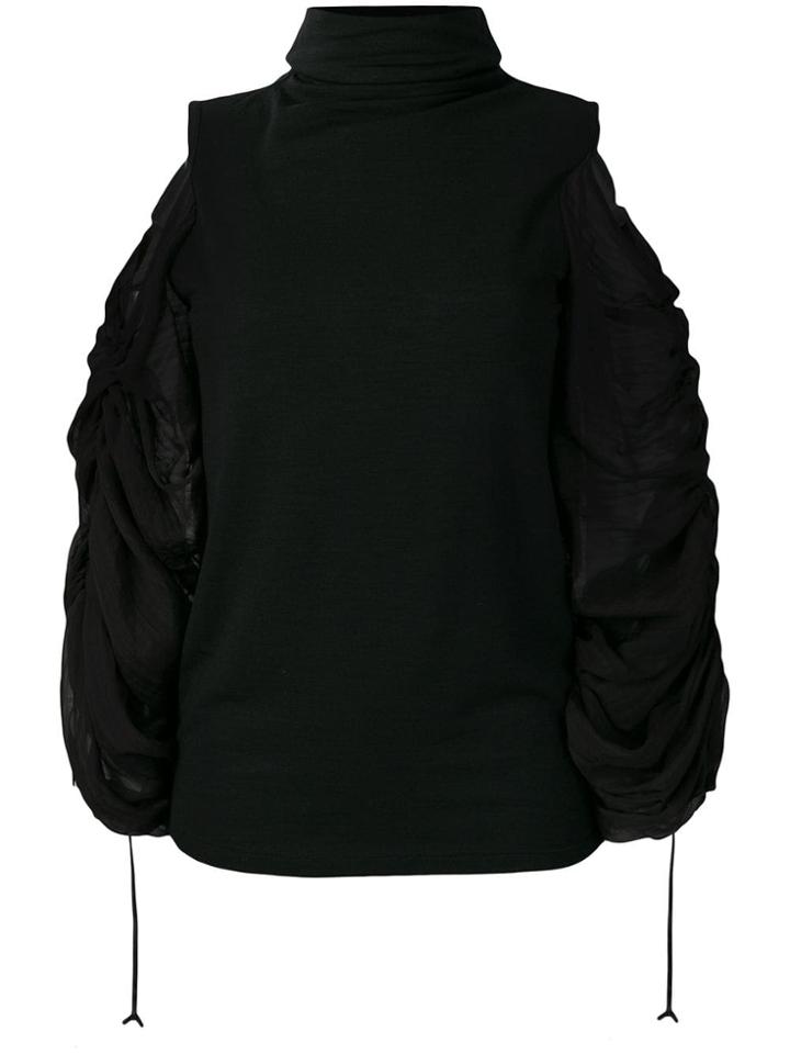 Plein Sud Off-shoulder Turtleneck Top - Black