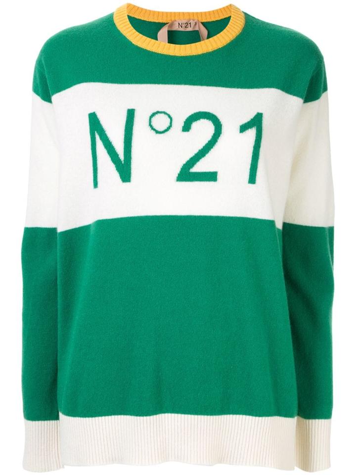 No21 Contrast Panels Logo Jumper - Green