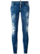 Dsquared2 Flare Distressed Stonewash Jeans - Blue