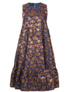 Rochas Gerbera Floral-brocade Dress - Blue