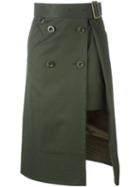 Sacai Layered Midi Skirt, Women's, Size: 2, Green, Cotton/cupro