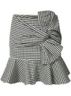 Veronica Beard - Gingham Ruffle Miniskirt - Women - Cotton/elastodiene - 4, Black, Cotton/elastodiene