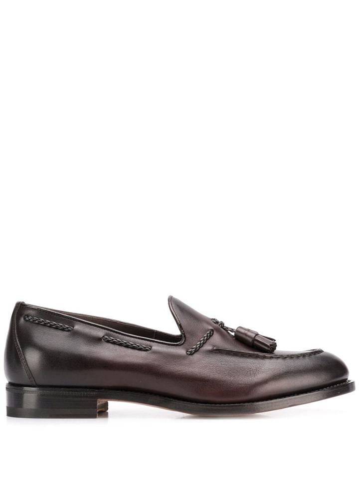 Santoni Braided Tassel Loafers - Brown