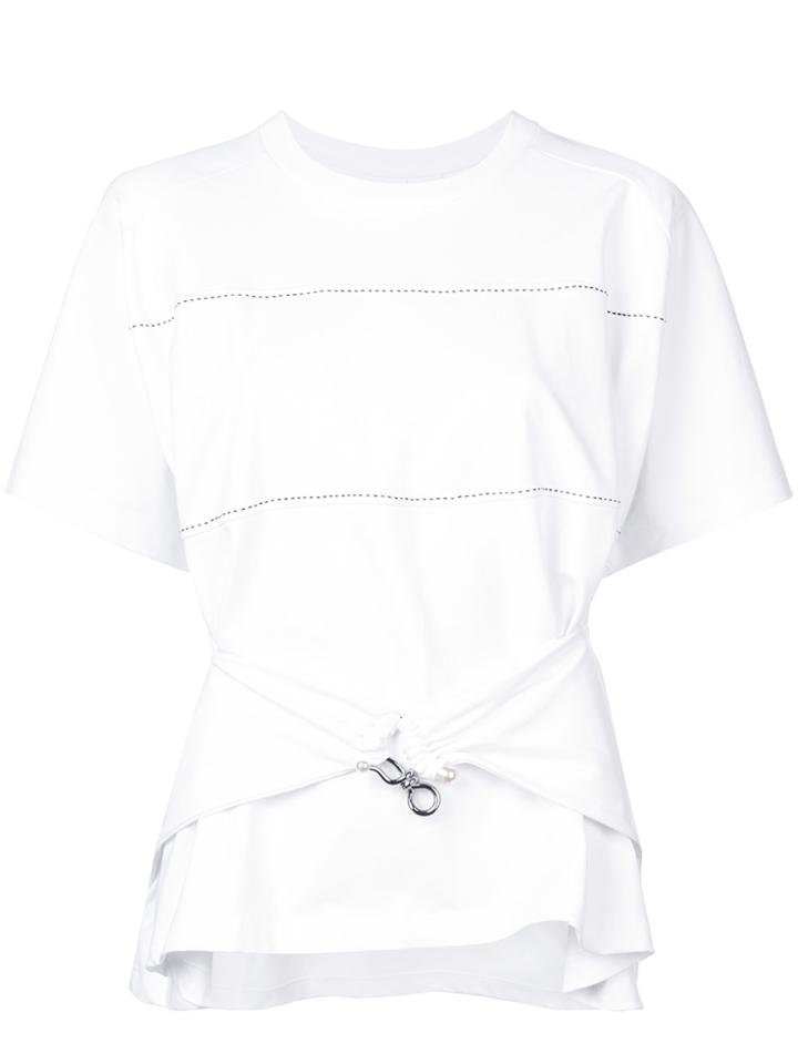 Carven Tie Waist Short Sleeve T-shirt - White