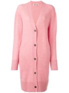 Mcq Alexander Mcqueen Long V-neck Cardigan, Women's, Size: Medium, Pink/purple, Wool/cashmere