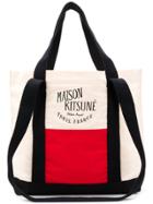 Maison Kitsuné Tricolour Logo Tote Bag - White