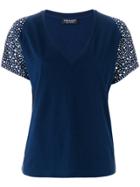 Twin-set Embellished-sleeve T-shirt - Blue