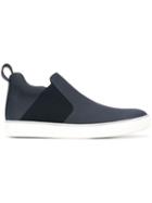 Lanvin Mid Slip-on Sneakers, Men's, Size: 10, Blue, Calf Leather/leather/rubber