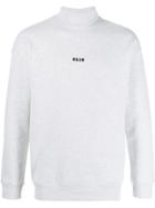 Msgm Roll Neck Logo Sweatshirt - Grey