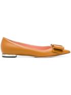Rochas Bow Pointed Ballerinas - Brown