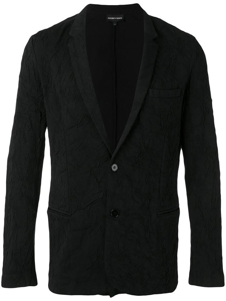 Cloqué Blazer - Men - Cotton - M, Black, Cotton, Emporio Armani