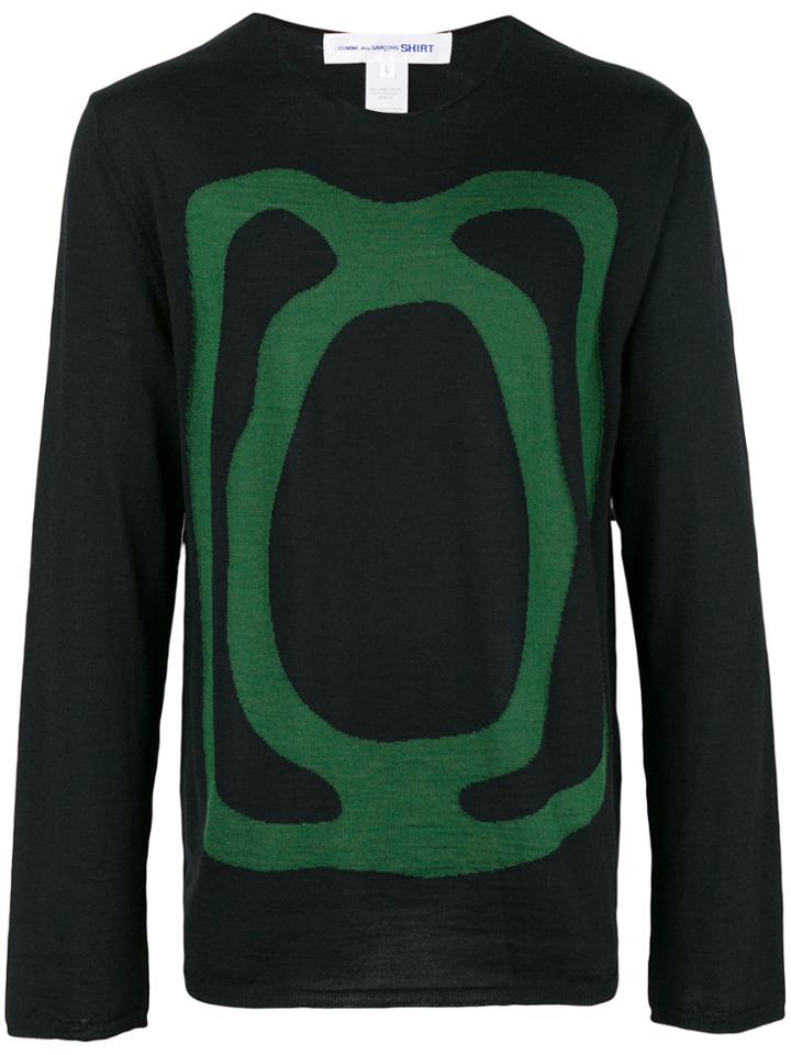 Comme Des Garçons Shirt Crew Neck Intarsia Sweater - Black