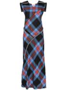 Charles Jeffrey Loverboy Tartan Chain-detail Maxi Dress - Blue