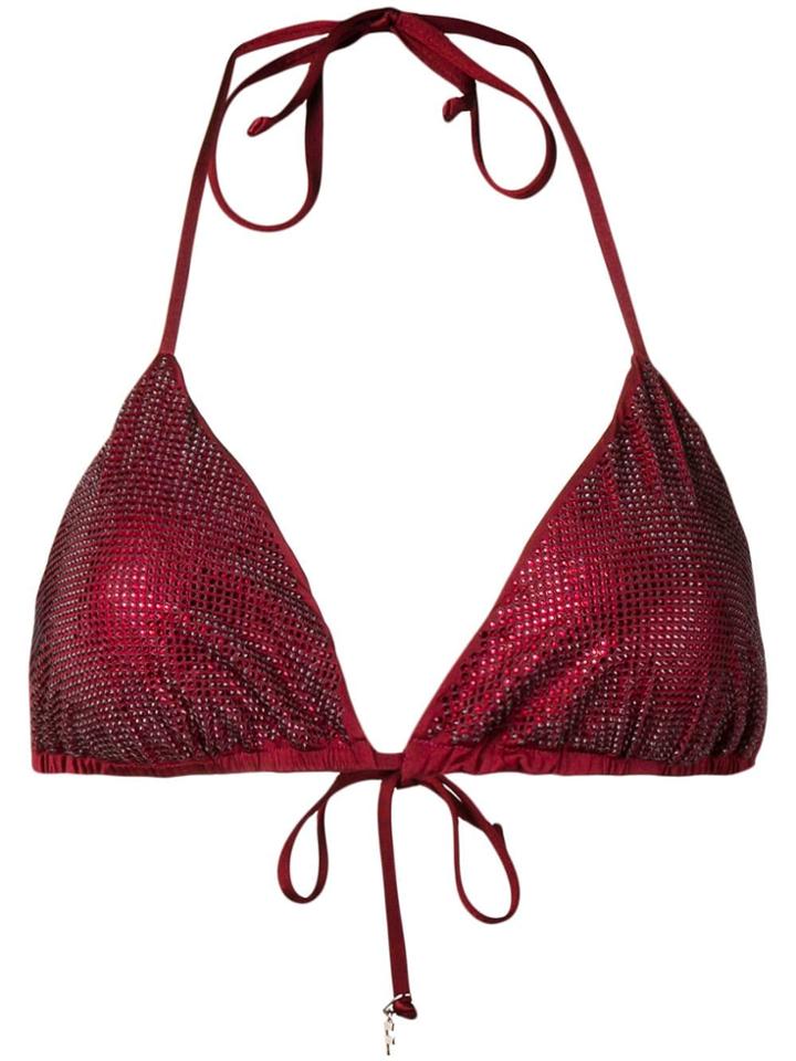 Fisico Crystal-embellished Bikini Top - Red