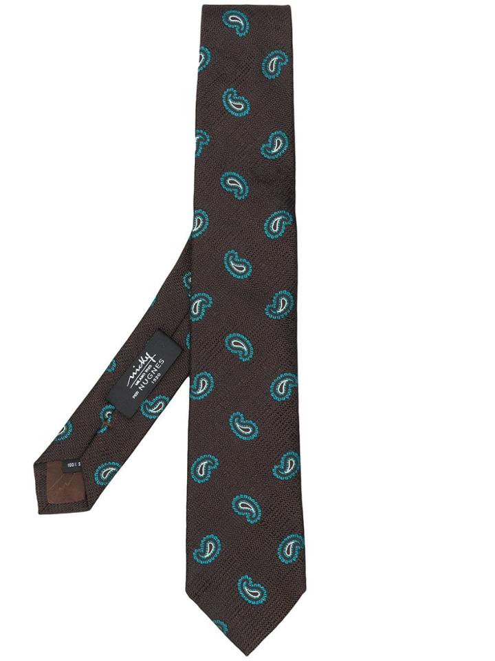 Nicky Paisley Print Tie - Brown