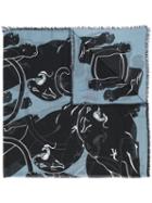 Valentino - Valentino Garavani Panther Print Scarf - Women - Silk/cashmere - One Size, Blue, Silk/cashmere