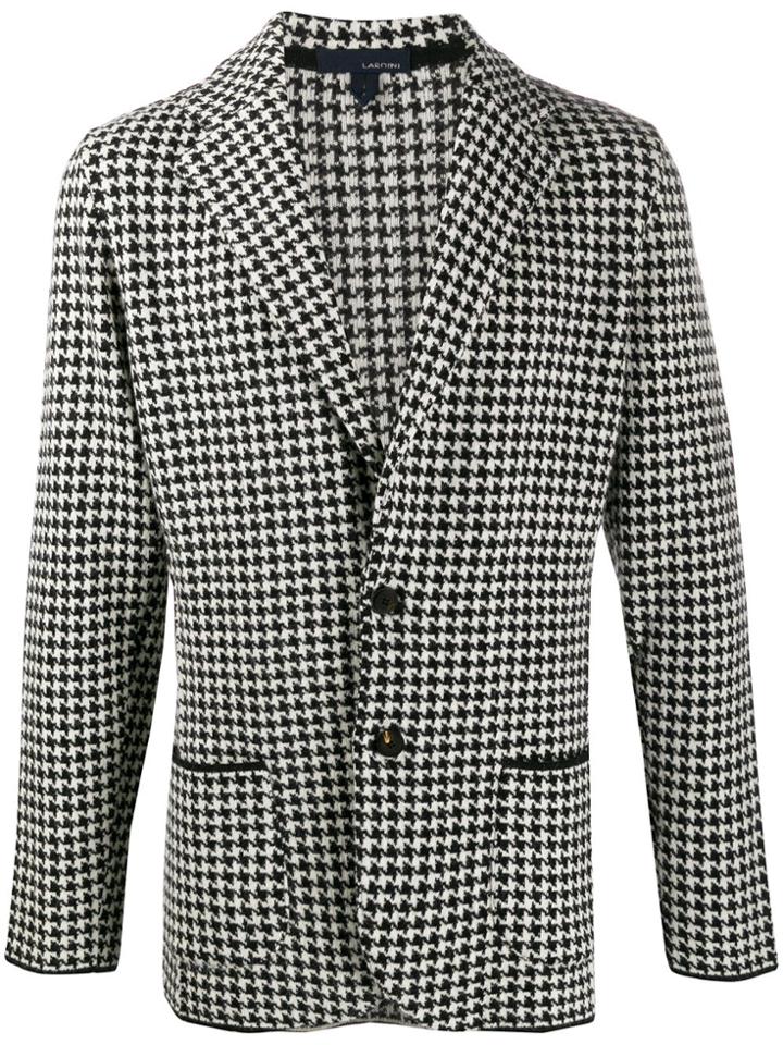 Lardini Houndstooth Print Knit Blazer - Black