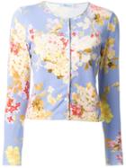 Blumarine Floral Print Cardigan, Women's, Size: 46, Blue, Viscose/spandex/elastane
