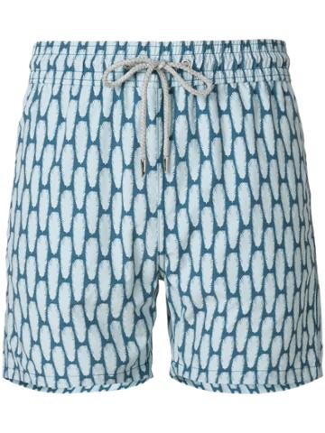 Love Brand Feather Print Swim Shorts - Blue