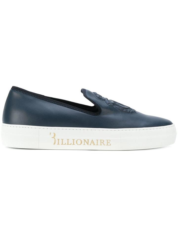Billionaire Embossed Logo Loafers - Blue