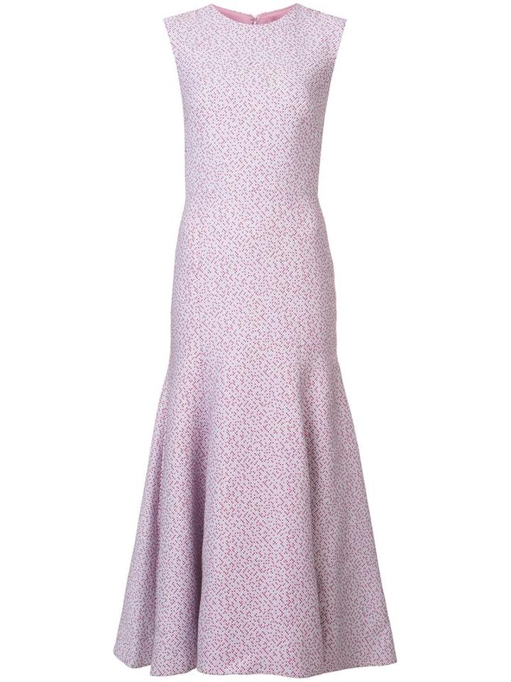 Monique Lhuillier Micro Check Pattern Dress, Women's, Size: 4, Pink/purple, Silk/polyester/polyamide