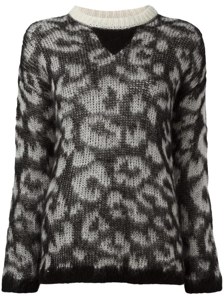 8pm Round Neck Patterned Jumper, Women's, Size: Medium, Black, Polyacrylic/polyamide/mohair