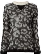 8pm Round Neck Patterned Jumper, Women's, Size: Medium, Black, Polyacrylic/polyamide/mohair