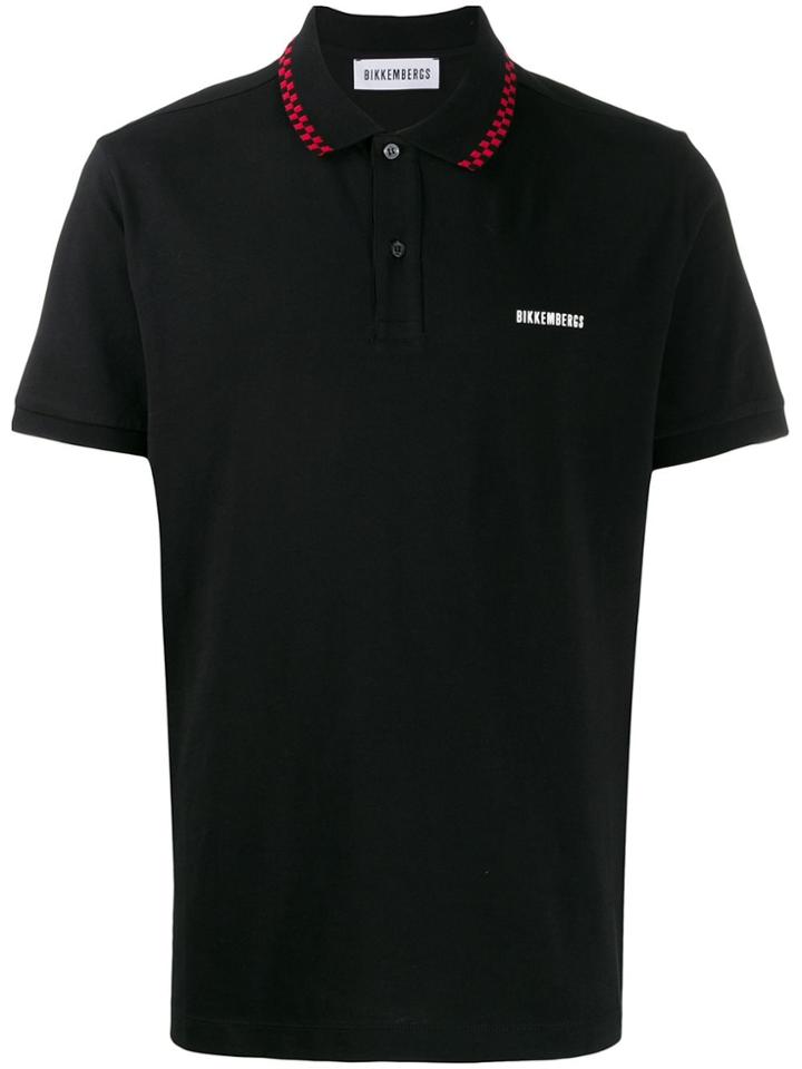 Dirk Bikkembergs Check-print Detail Polo Shirt - Black