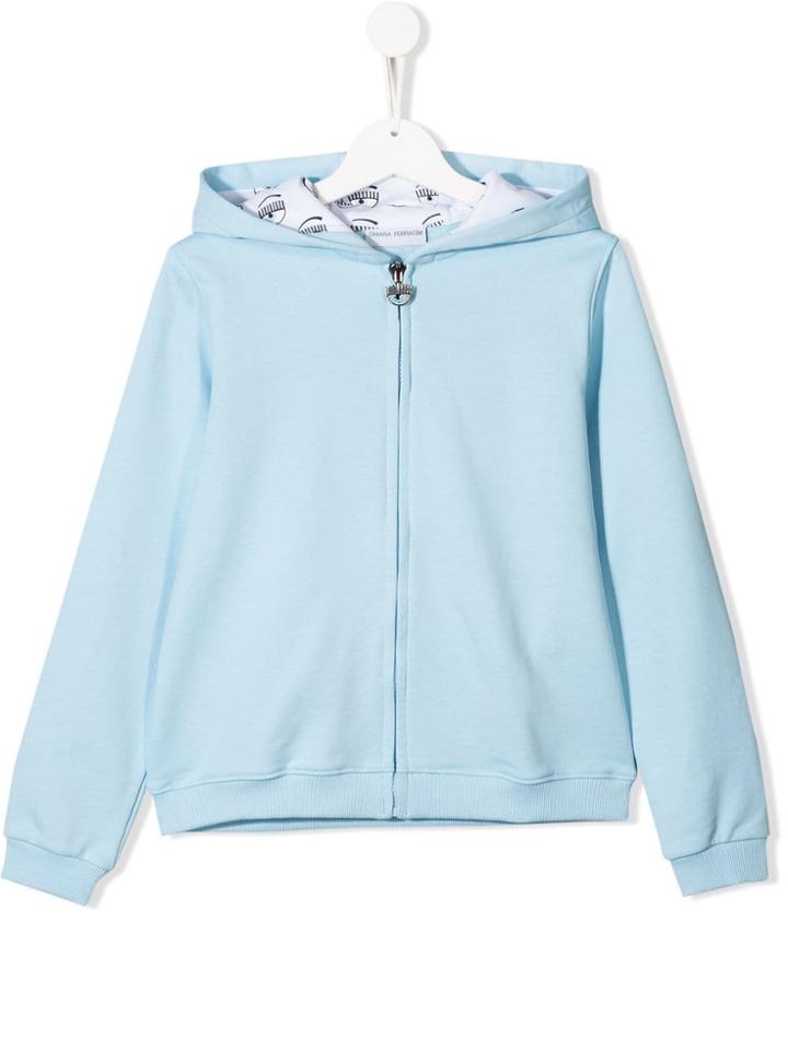 Chiara Ferragni Kids Zipped Up Wink Hoodie - Blue