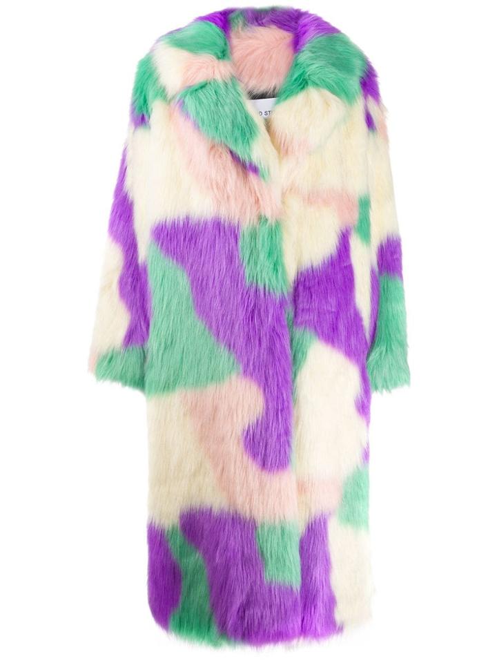 Stand Studio Oversized Printed Coat - Purple