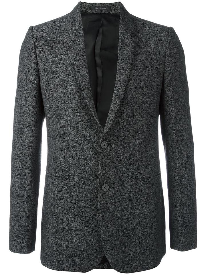 Emporio Armani Jacquard Blazer, Men's, Size: 54, Grey, Viscose/polyamide/cotton/cupro